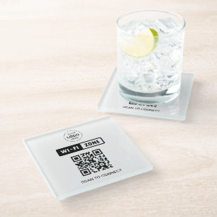 Dessous-de-verre En Verre Analyser le logo professionnel QR Code Wifi pour s