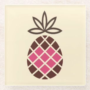 Dessous-de-verre En Verre Ananas au chocolat au coeur rose