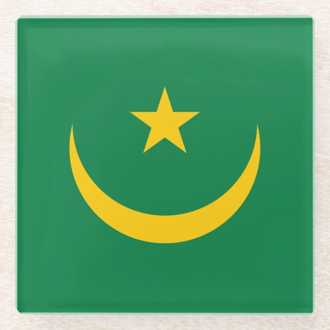 Dessous-de-verre En Verre Ancien drapeau mauritanien (Devant)