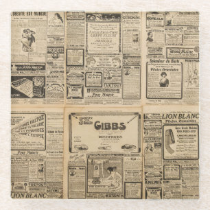 Dessous-de-verre En Verre Ancien journal : arrière - plan de papier vintage.