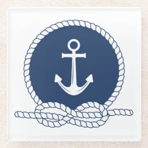 Dessous-de-verre En Verre Ancre et corde élégantes