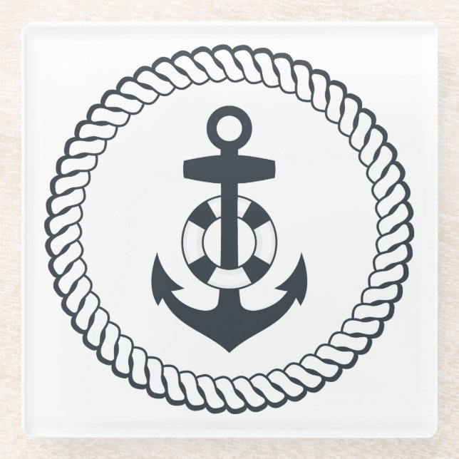 Dessous-de-verre En Verre Ancre mignonne (Devant)