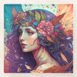 Dessous-de-verre En Verre Ange fée colorée ailes Imaginaire Art