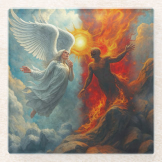 DESSOUS-DE-VERRE EN VERRE ANGEL AND DEVIL