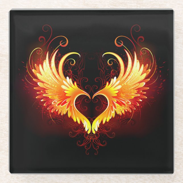 Dessous-de-verre En Verre Angel Fire Heart with Wings (Devant)