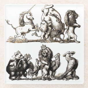 Dessous-de-verre En Verre Animal Cute Art Unicorn Elephant Lion Zoo