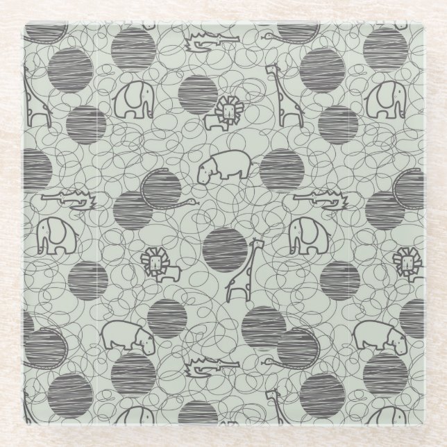 Dessous-de-verre En Verre animaux 1 de safari (Devant)