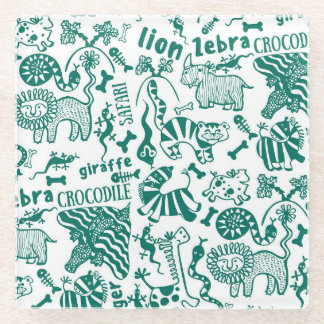 Dessous-de-verre En Verre Animaux africains : divers motifs sans couture.