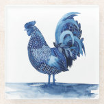 Dessous-de-verre En Verre Animaux de ferme bleu Cobalt - Coq<br><div class="desc">Cobalt Farm Animals IV par Grace Popp. Présente un coq dans une couleur bleu cobalt profonde avec une variété de conceptions, </div>