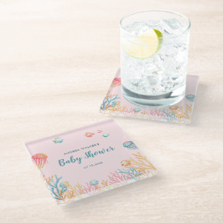 Dessous-de-verre En Verre Animaux sous-marins Baby Shower Coloré