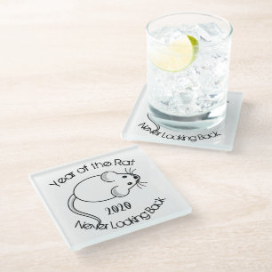 Dessous-de-verre En Verre Année du Rat ne jamais regarder en arrière 2020 av