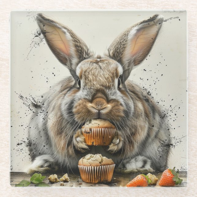 Dessous-de-verre En Verre Anniversaire de Bunny (Devant)