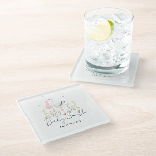 Dessous-de-verre En Verre Annonce de naissance de bébé fille au coloris aqua