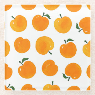 Dessous-de-verre En Verre Apricots Aquarelle Blanc Arrière - plan Vintage