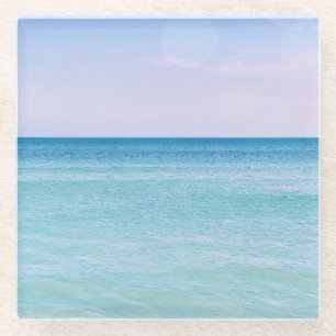 Dessous-de-verre En Verre Aqua Turquoise Lavender Ocean Waves Plage tropical