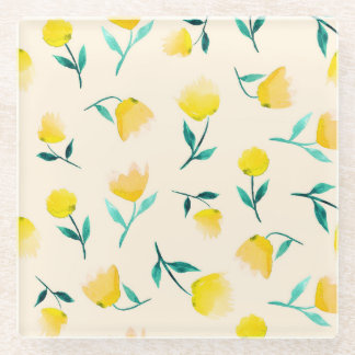 Dessous-de-verre En Verre Aquarelle Abstrait Motif de pivoine florale