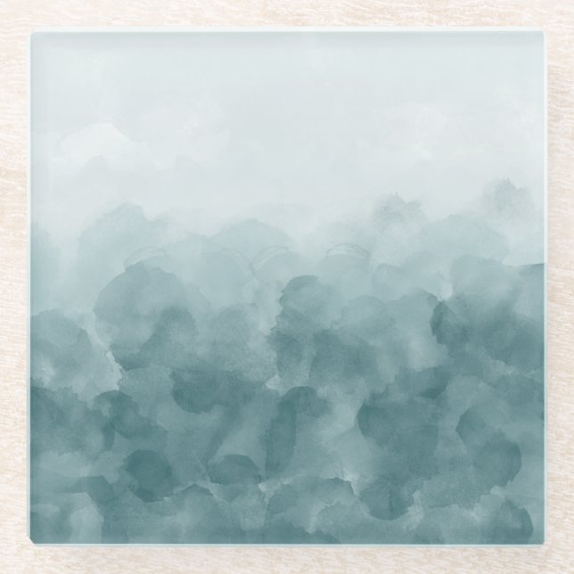 Dessous-de-verre En Verre Aquarelle bleue turquoise tropicale (Devant)