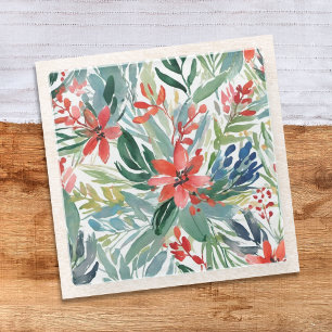Dessous-de-verre En Verre Aquarelle botanique fleurs et feuilles de poinsett