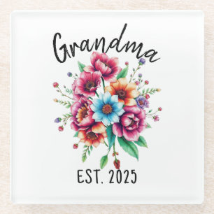 Dessous-de-verre En Verre Aquarelle Colorée Fleur sauvage grand-mère