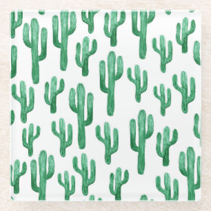 Dessous-de-verre En Verre Aquarelle de cactus : illustration à main