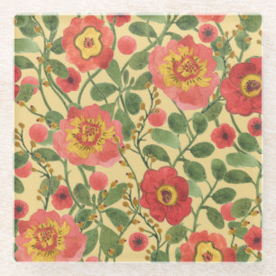 Dessous-de-verre En Verre Aquarelle florale rétro : Élégance intemporelle