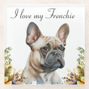 Dessous-de-verre En Verre Aquarelle French Bulldog Personnalisé