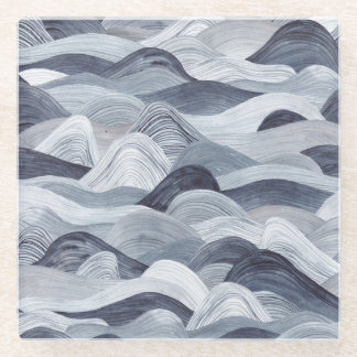 Dessous-de-verre En Verre Aquarelle Indigo Vague sans fil