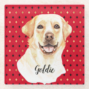 Dessous-de-verre En Verre Aquarelle Labrador Retriever Chien Personnalisé