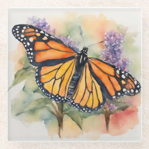 Dessous-de-verre En Verre Aquarelle Monarch Papillon Imprimer