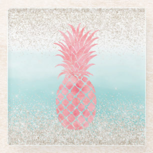 Dessous-de-verre En Verre Aquarelle rose de Fille Ananas