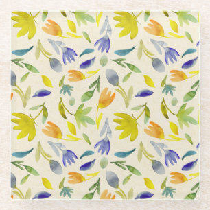 Dessous-de-verre En Verre Aquarelle rustique Jardin Floral Botanique