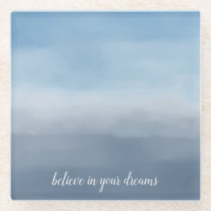 Dessous-de-verre En Verre Aquarelle Smoky Blue Ombre