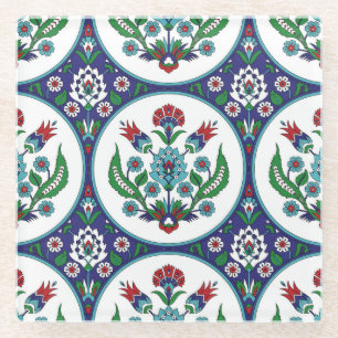 Dessous-de-verre En Verre arabique turque, fleurs de tulipe, motif sans cout