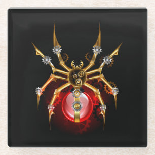 Dessous-de-verre En Verre Araignée en vapeur noire