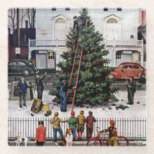 Dessous-de-verre En Verre Arbre dans le Carré de ville