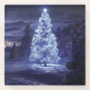 Dessous-de-verre En Verre Arbre de Noël