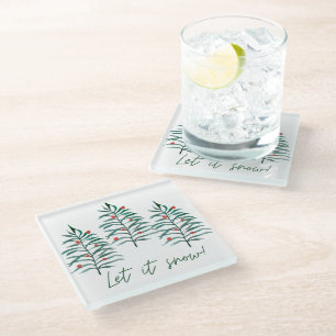 Dessous-de-verre En Verre Arbre de Noël - Laisse neiger