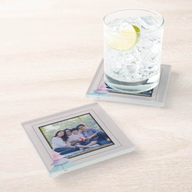 Dessous-de-verre En Verre Arbre de Noël Pastel (Incliné)