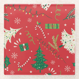Dessous-de-verre En Verre Arbre de Noël vintage : design ornemental.