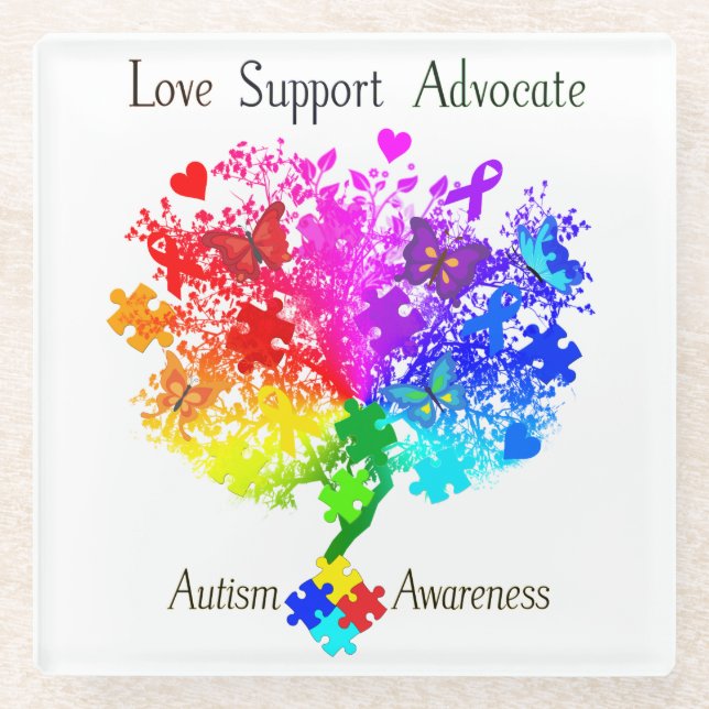 Dessous-de-verre En Verre Arbre de spectre autistique (Devant)