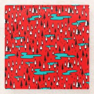 Dessous-de-verre En Verre Arbres à main levée : motif de Noël scandinave.