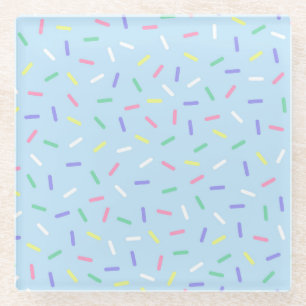 Dessous-de-verre En Verre Arc-en-ciel bleu arrose confetti amusant coloré
