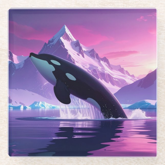 Dessous-de-verre En Verre Arctic Whale Mousepad (Devant)