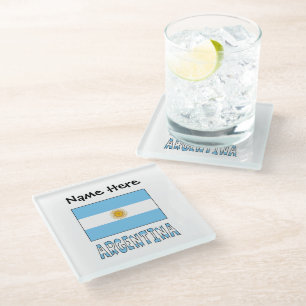 Dessous-de-verre En Verre Argentine et drapeau argentin avec votre nom