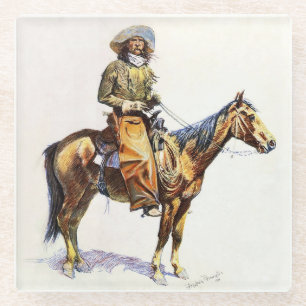 Dessous-de-verre En Verre Arizona Cowboy Western Art par Frederic Remington