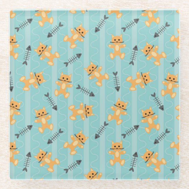 Dessous-de-verre En Verre arrière - plan avec des chats (Devant)