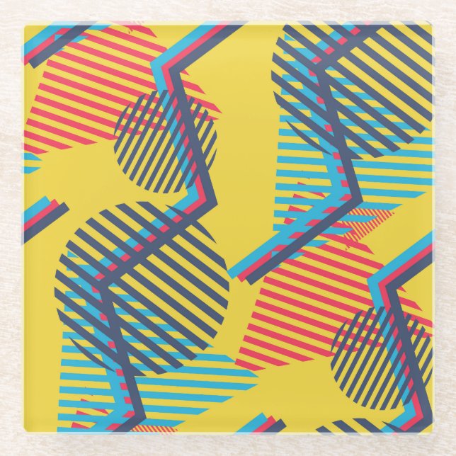 Dessous-de-verre En Verre Arrière - plan d'art pop, texture géométrique abst (Devant)