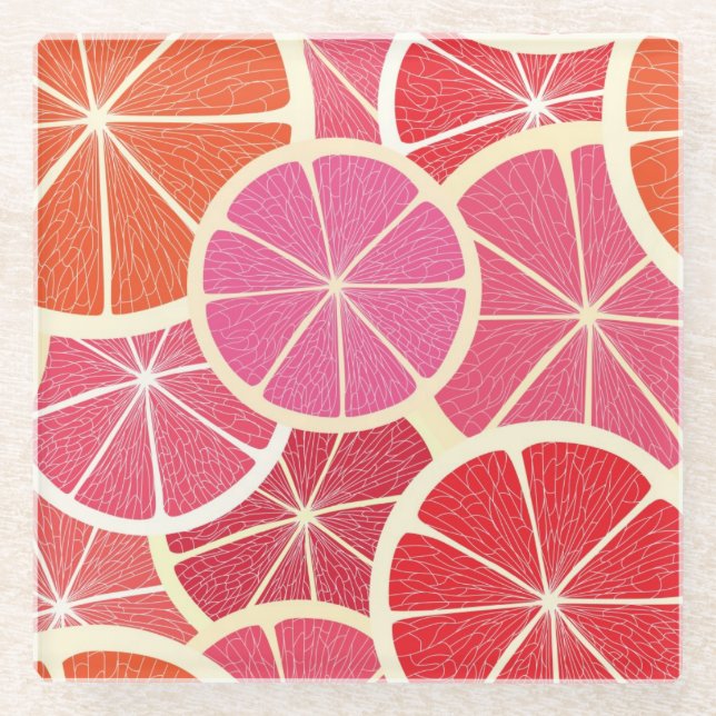 Dessous-de-verre En Verre Arrière - plan de cru de pamplemousse (Devant)