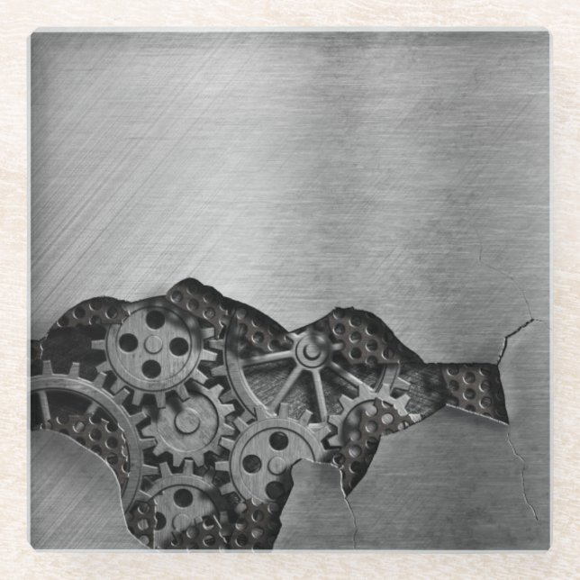 Dessous-de-verre En Verre Arrière - plan en métal avec des dommages (Devant)