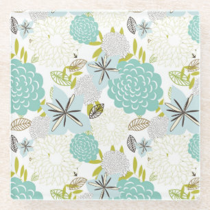 Dessous-de-verre En Verre Arrière - plan floral 5